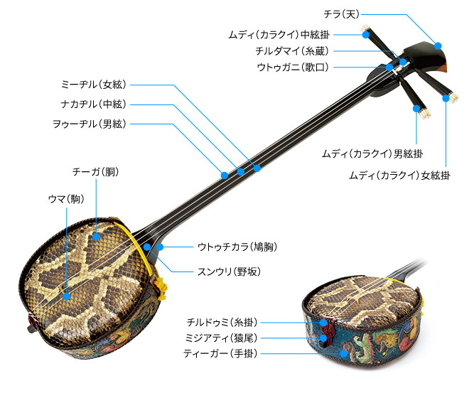 沖縄県三線製作事業協同組合 各部名称